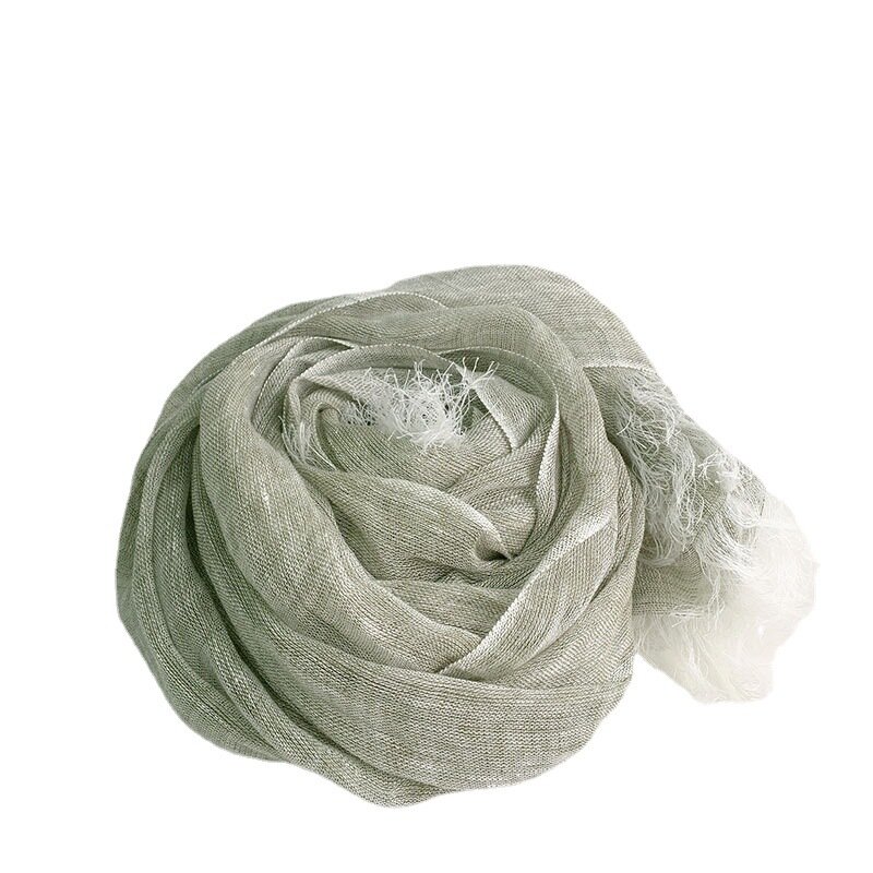 Японский имитация Конопли серый льняной шарф двойного назначения длинная шаль пляжный шелковый шарф для женщин