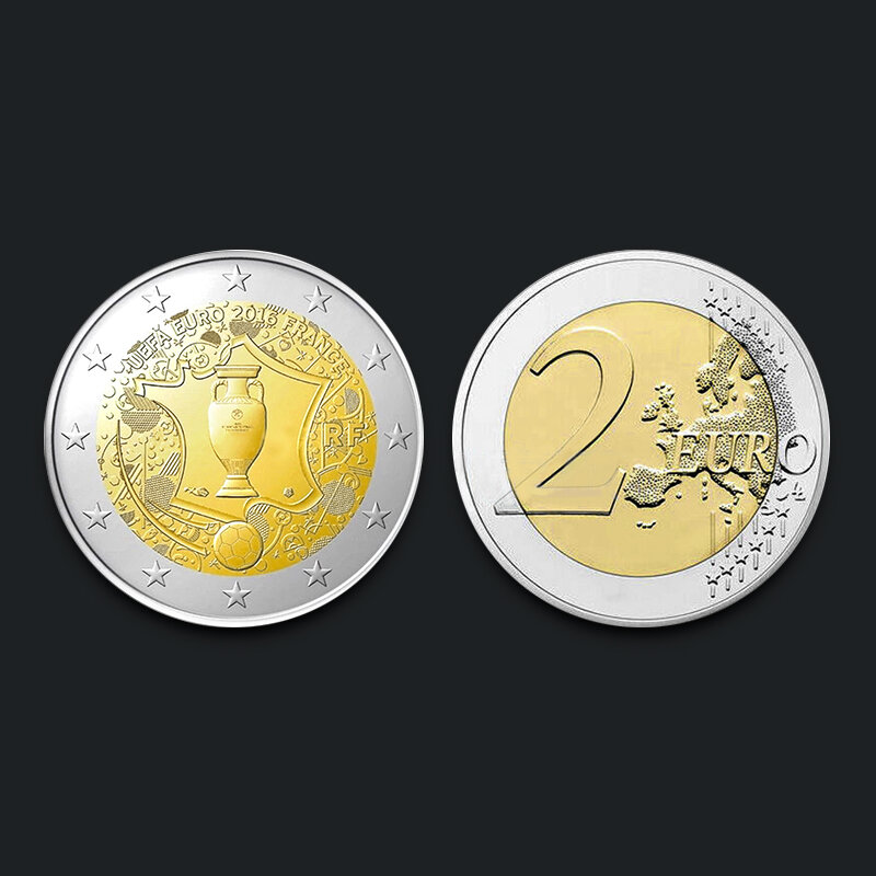 Frankreich 2 Euro 2016 Fußball Spiel 100% Wirkliche Echte Original Münze Comemorative Münze Sammlung Seltene Unc 1 stücke münze