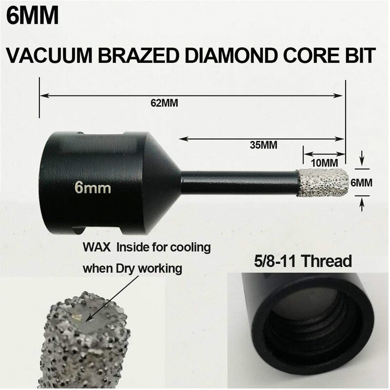 Binoax M14 Diamond Core Drill Bits สำหรับพอร์ซเลนกระเบื้องเซรามิคหินอ่อนอิฐสูญญากาศรู6/8/10/12/14มม.