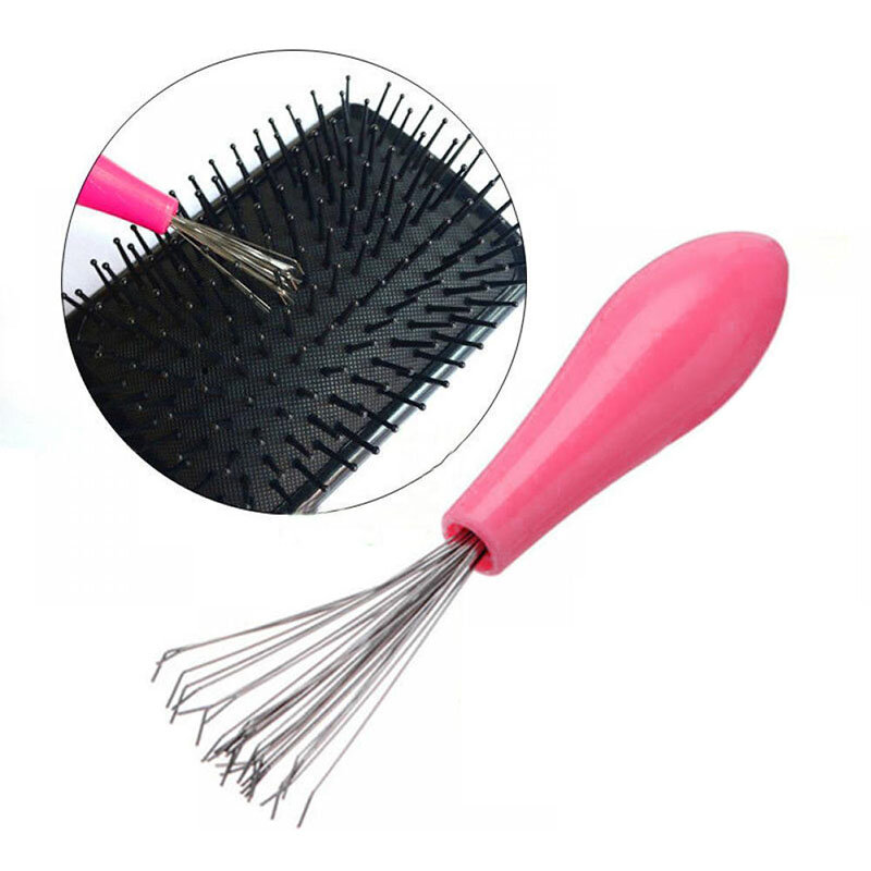 Mini escova de cabelo embutida, limpador de plástico, removedor de emaranhamento, ferramentas de salão, cuidados com o cabelo