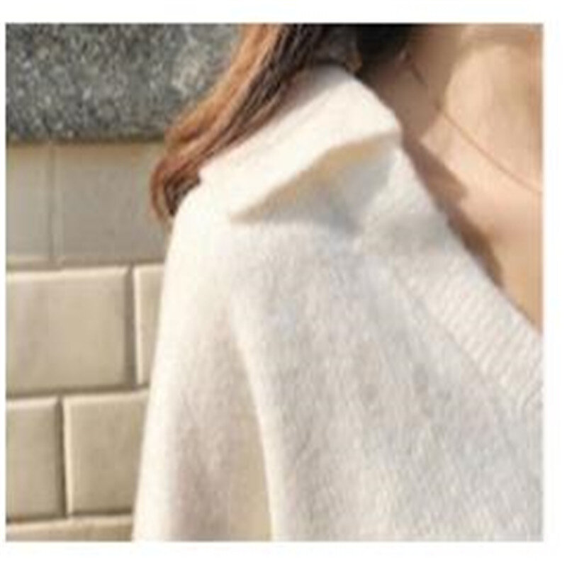 Jersey a rayas de moda para mujer Pullovers Otoño Invierno tejido Jersey corto cuello en V suelto mujer Hiver 2019 nuevo M246