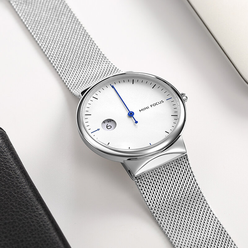 Mini focus relógio feminino quartzo, relógio de pulso para mulheres luxuoso de marca superior com pulseira de malha à prova d'água