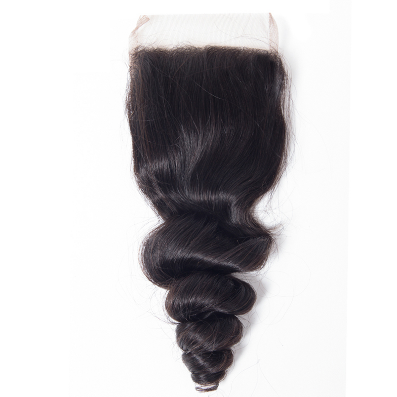 Extensiones de pelo brasileñas con onda de encaje, cabello humano Remy de Color Natural prearrancado con cierre 4x4, pelo Remy