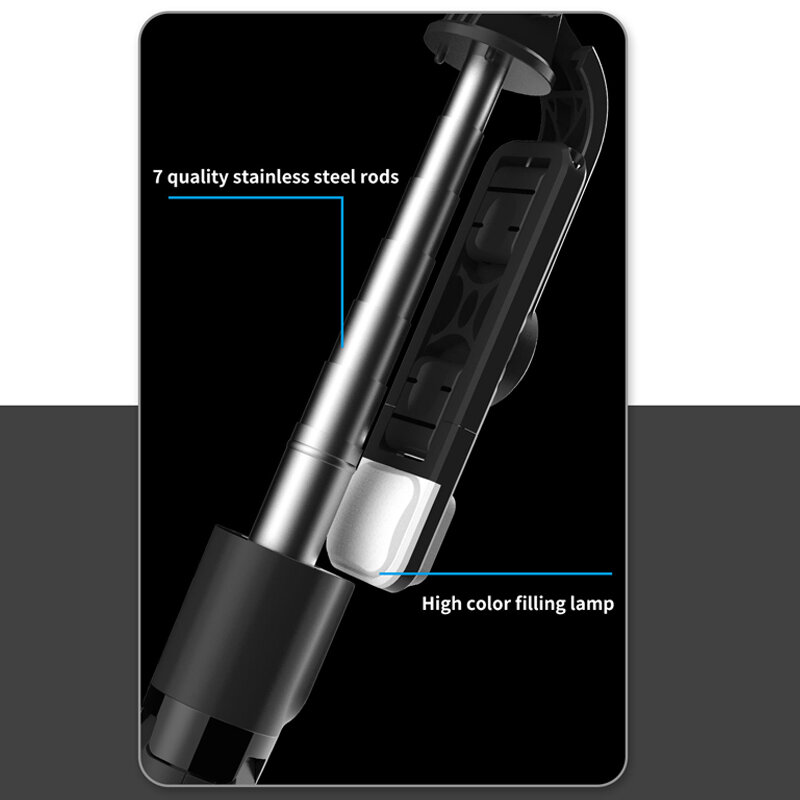 FANGTUOSI Super Mini Bluetooth Selfie Stick ขาตั้งกล้อง Monopod พับได้พร้อมรีโมทคอนโทรลเติมแสงสำหรับ Iphone โทรศัพท์