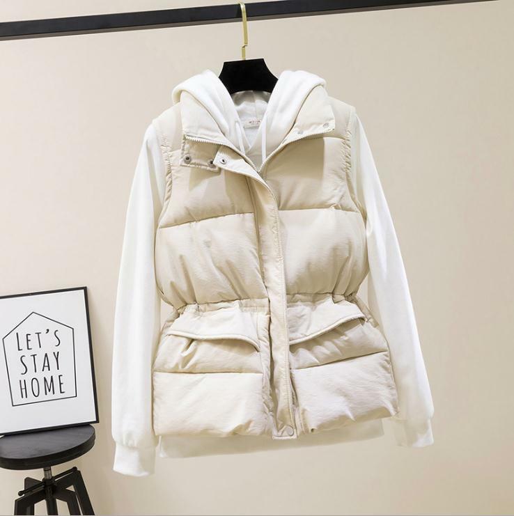 최신 여성 겨울 자켓 지퍼 짧은 스타일 솔리드 코튼 패딩 조끼 민소매 스탠드 칼라 두꺼운 캐주얼 아웃웨어 K1340
