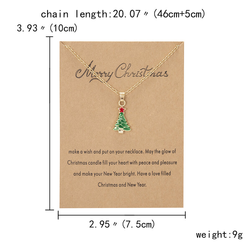 2022 Enamel Christmas Pendant Necklace Xmas Tree Santa Claus Snowman New Year Jewelry For Women Choker Clavicle Chain Card Gift