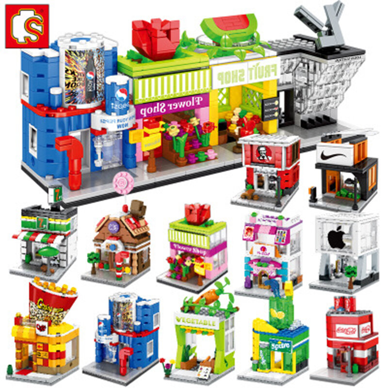 Коллекция 2020 года, серия городских блоков Sembo 4 в 1, набор строительных блоков для архитектуры, Детские сборные блоки, игрушки для подарка на д...