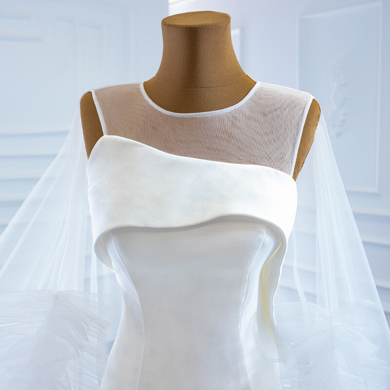 RSM67190 فستان زفاف أنيق أبيض موجز مأدبة شفافة 2021 ظهر بدون ظهر تصميم ضيق فستان ماكسي للحفلات Vestidos Formales