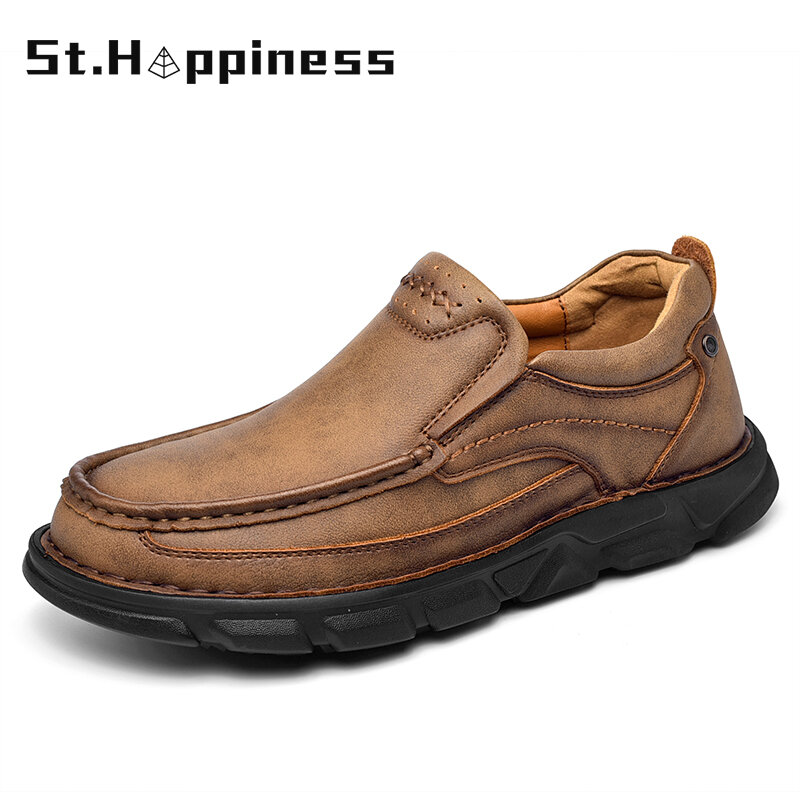 2021 mężczyźni dorywczo skórzane buty moda Handmade Retro luźne mokasyny mokasyny Zapatos Casuales Hombres mężczyźni buty duży rozmiar 48