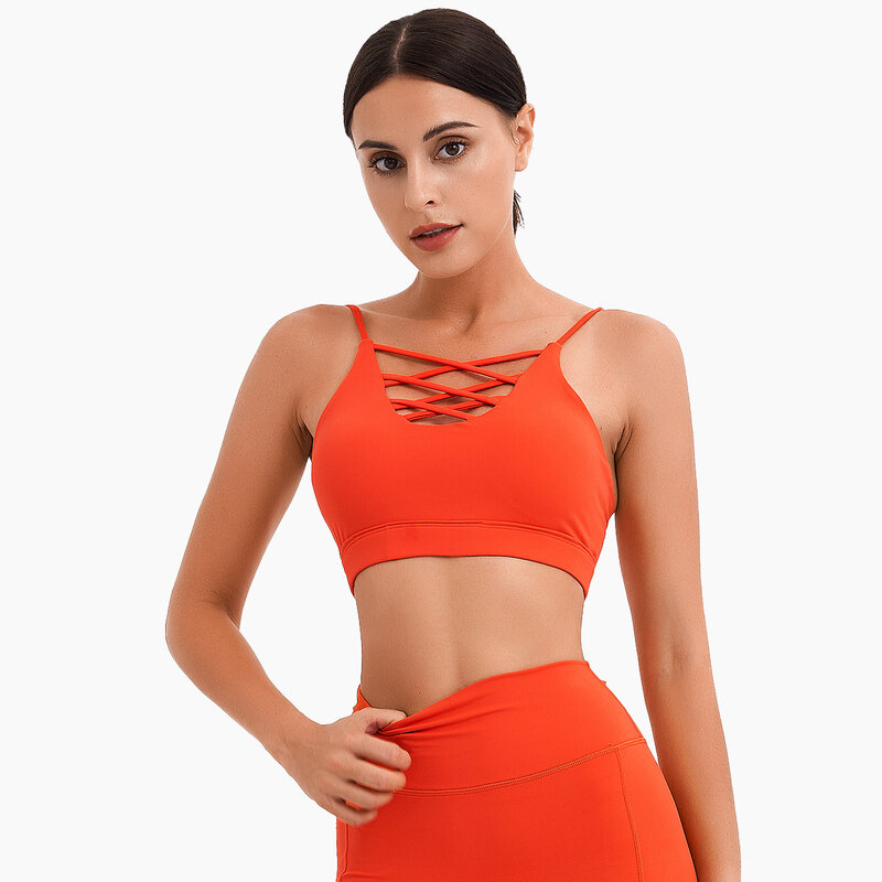 Sexy Fitness Yoga Bras Cross Mesh Low-cut Sports Underwear Running Sports Vest Gym Fitness Tops Naked-feel Running Crop Tops