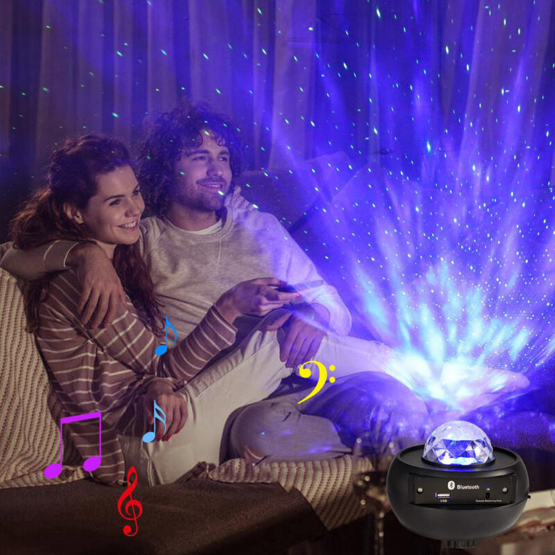 Романтический проектор звездного неба, Галактический ночник, детский музыкальный проигрыватель Blueteeth с USB, Звездный ночник, цветная проекци...