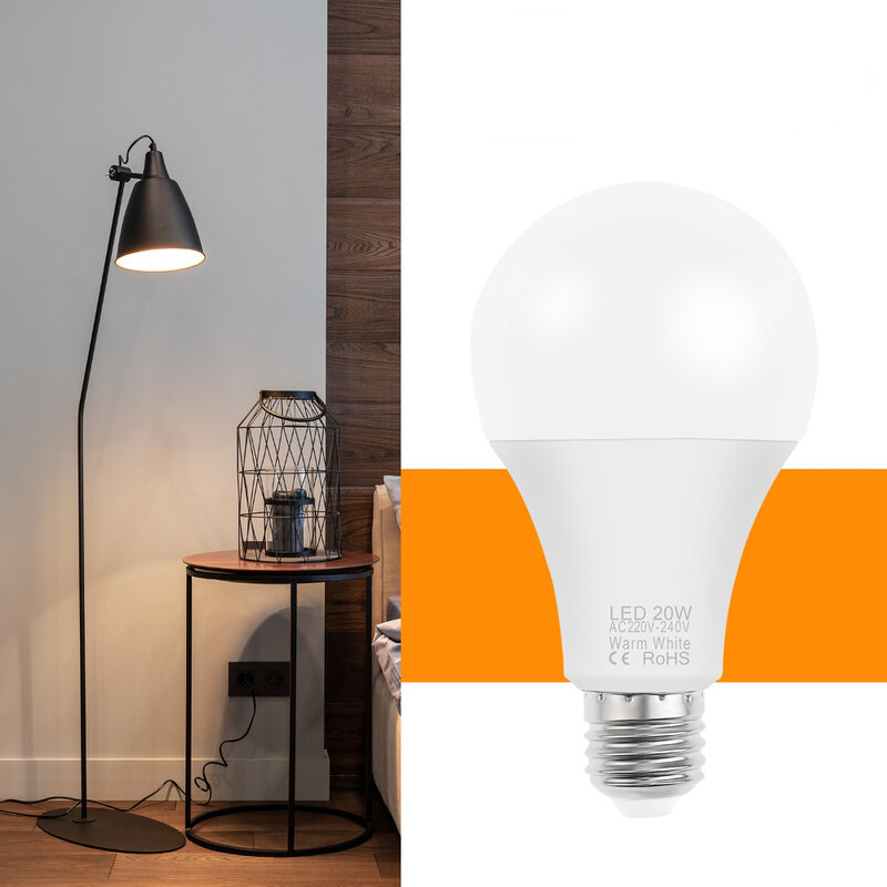 Lampa z żarówką LED E14/E26/E27 do oświetlenia wnętrz salon 3W/6W/9W/12W/15W/18W/20W zimna/ciepła, jasna 220V ledowa żarówka reflektorowa lampa
