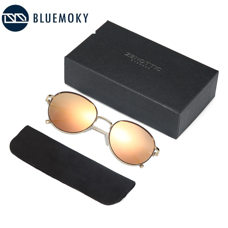 Bluemoky polarizado prescrição óculos de sol feminino metal retro redondo uv400 polaroid óculos de sol diopter esportes condução eyewear