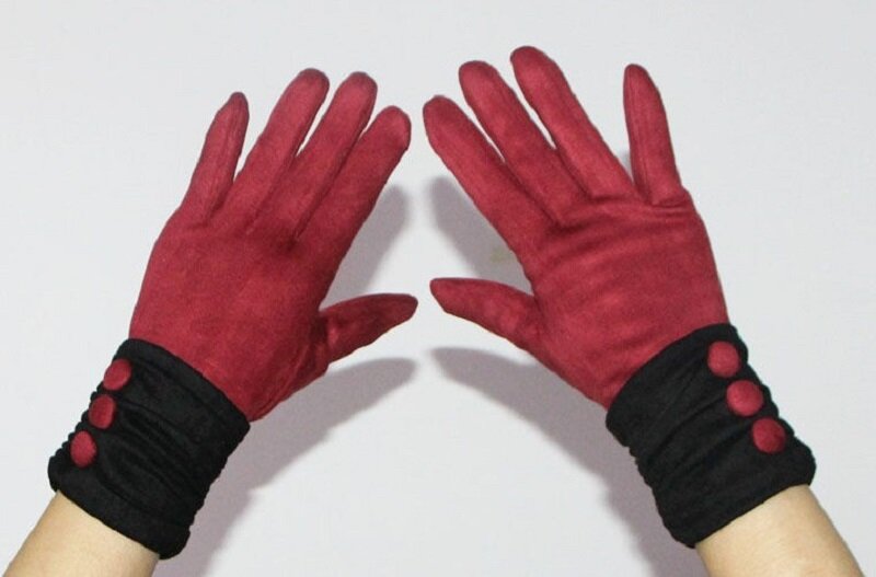 Guantes de mano de algodón cálidos para invierno, para mujeres y niñas, con pantalla táctil, para invierno, mitones de muñeca