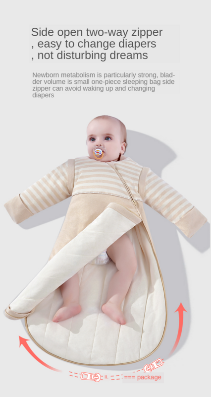 OuYun-아기 침낭, 아기 원피스 침낭, 두꺼운 침낭, 0-2 세, 아기 발로 방지, 아기 침낭