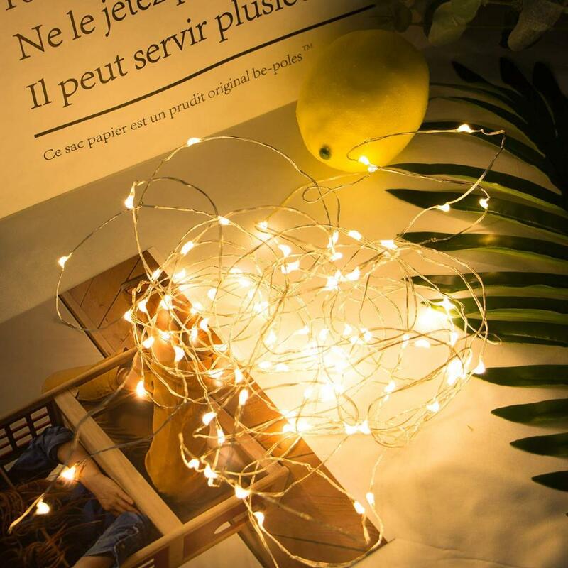 Guirlande lumineuse féerique colorée en fil de cuivre, 1M/2M/3M, alimentée par batterie, décoration pour fête, mariage, maison