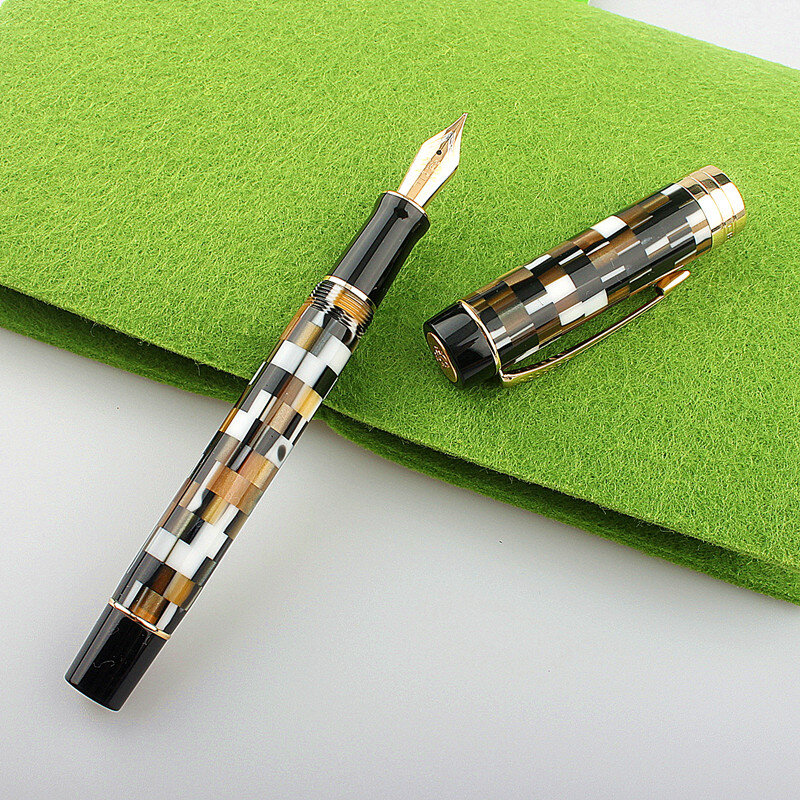 Jinhao-pluma estilográfica acrílica ámbar 100, pluma de tinta con convertidor de excelente calidad, regalo de escritura de negocios y oficina, 0,5 plumín