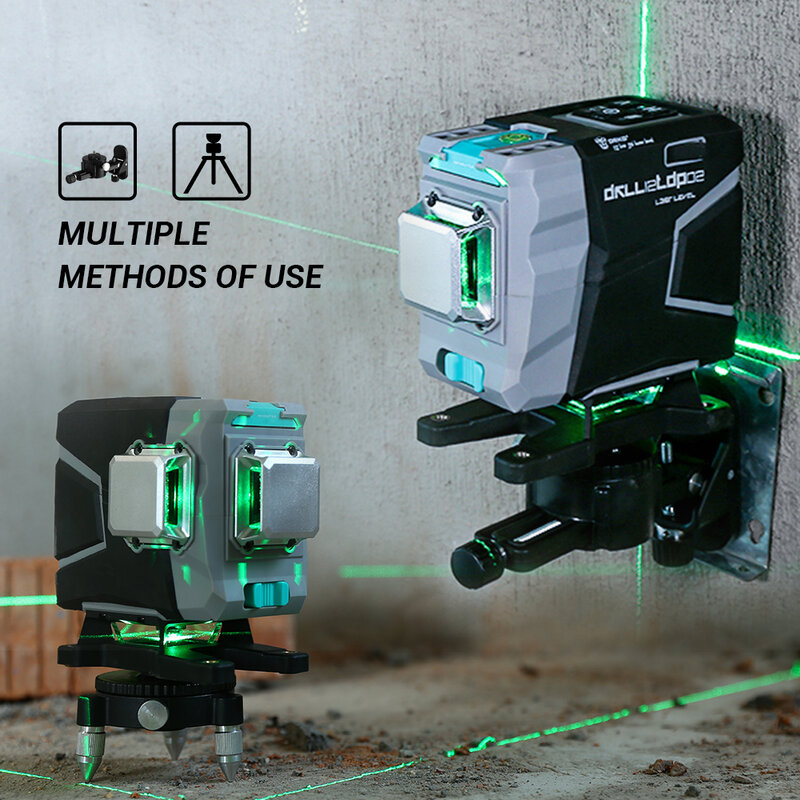Nivel laser DEKO 12 líneas 3D láser verde nivel líneas horizontales y Cruz verde 
