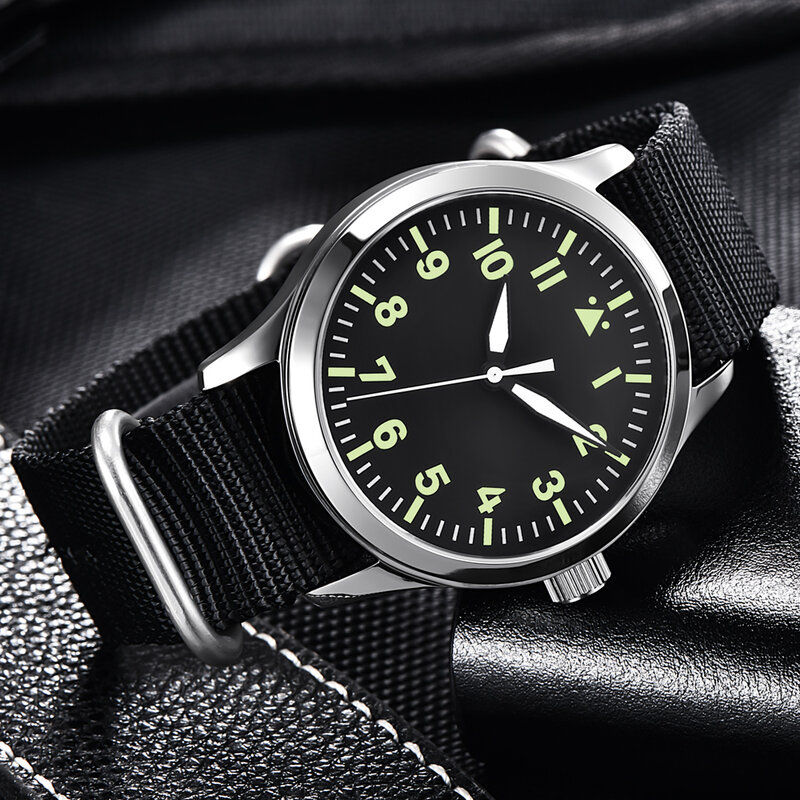 Corgeut-Reloj de pulsera automático de nailon para hombre, diseño deportivo de cronógrafo de marca de lujo, mecánico, de cuero