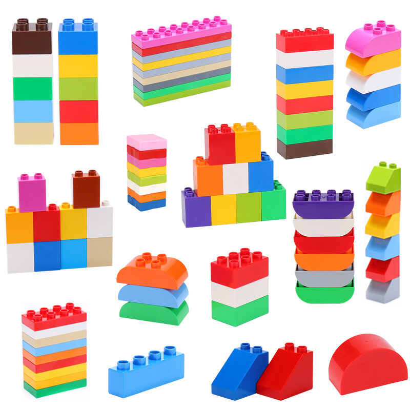 Большие строительные блоки DIY, кирпичи, пластиковые аксессуары, детали, совместимые с Duploed просвещение образовательный, детские игрушки для ...