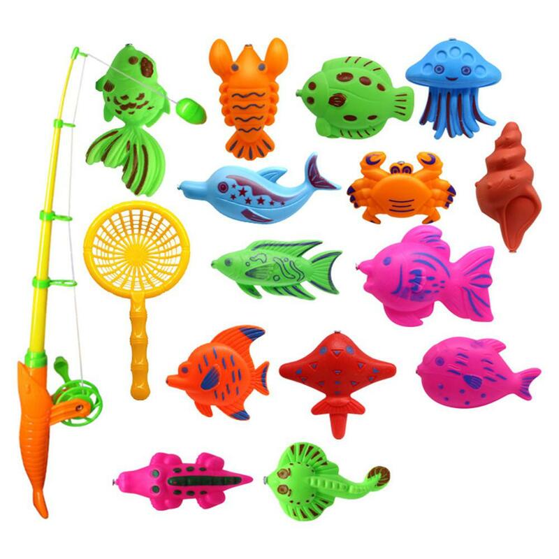 Kuulee Verão Roubar Net Peixes Dos Desenhos Animados de Pesca Magnética Brinquedo de Banho de Praia para o Bebê