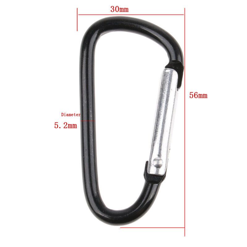 Pack of 20pcs 5.2mm Aluminum Carabiner D-shape Buckle Pack Keychain Clip Hook Spring Replacement Tackles for Fisherman