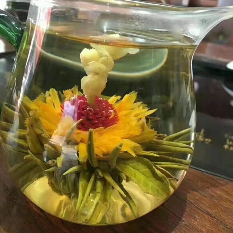 中国の花の形をしたお茶,芸術的な植物,手作り,花の束,16個