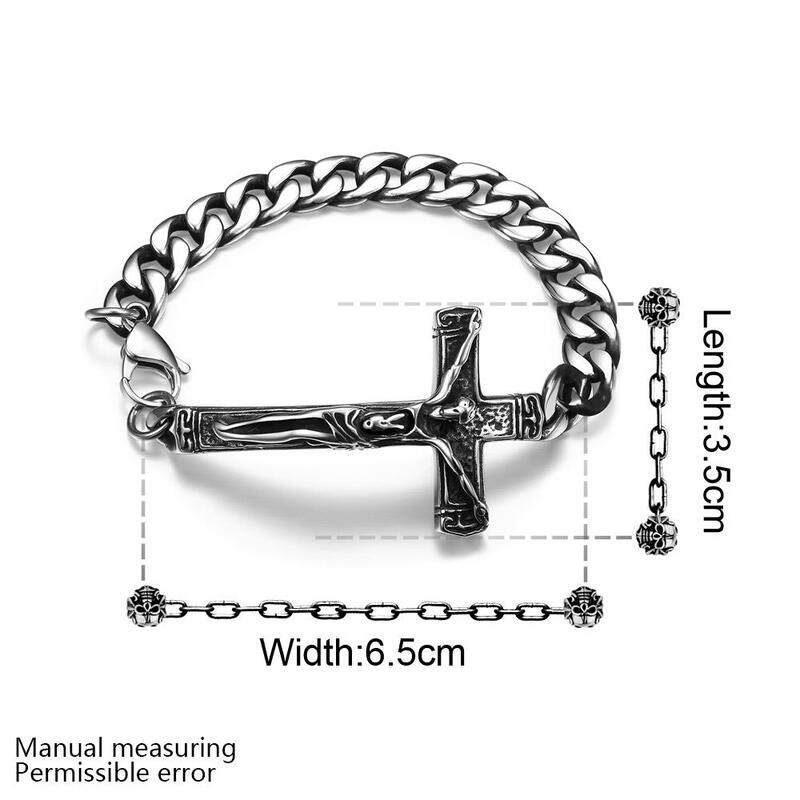 Classic 316L Stainless Steel Bracelets For Men Cross Simple Vintage  Black Width Bracelet Wrist Fashion Jewelry 2021 Trend New