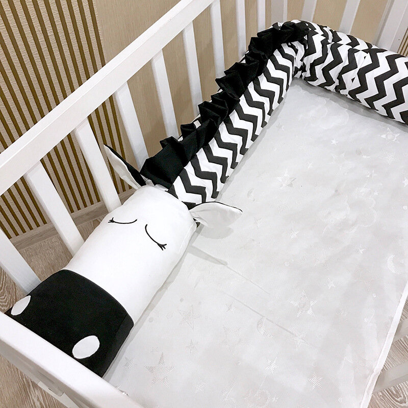 Dziecko dziecięce łóżko zderzak bawełna Cartoon Zebra zderzaki pościel dla niemowląt poduszki dziecięce łóżeczko z kołyską miękka poduszka noworodka dekoracja sypialni