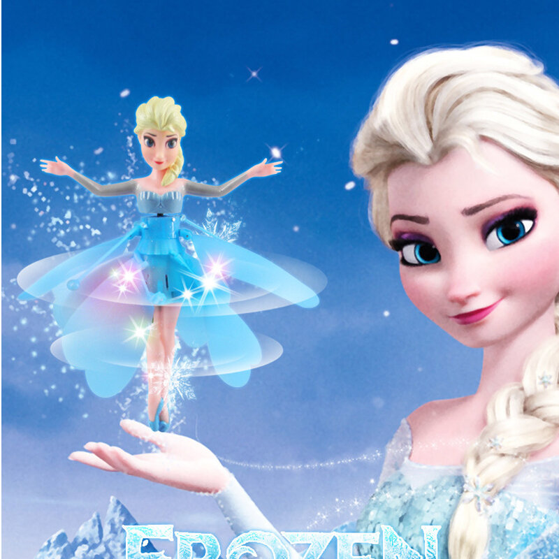 Reine des neiges Disney Jouet Elsa Princesse Avion Poupée Brillant LED Éclairage Figure D'anime Voler Induction Jouet Mignon Fille Cadeau pour Enfant