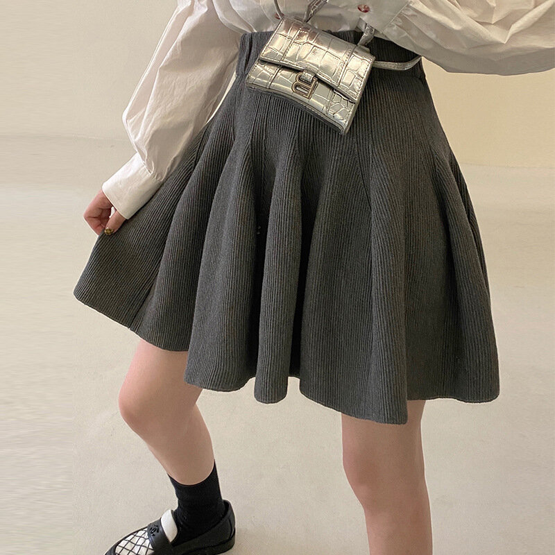 Falda plisada retro de cintura alta para mujer estilo universitario 