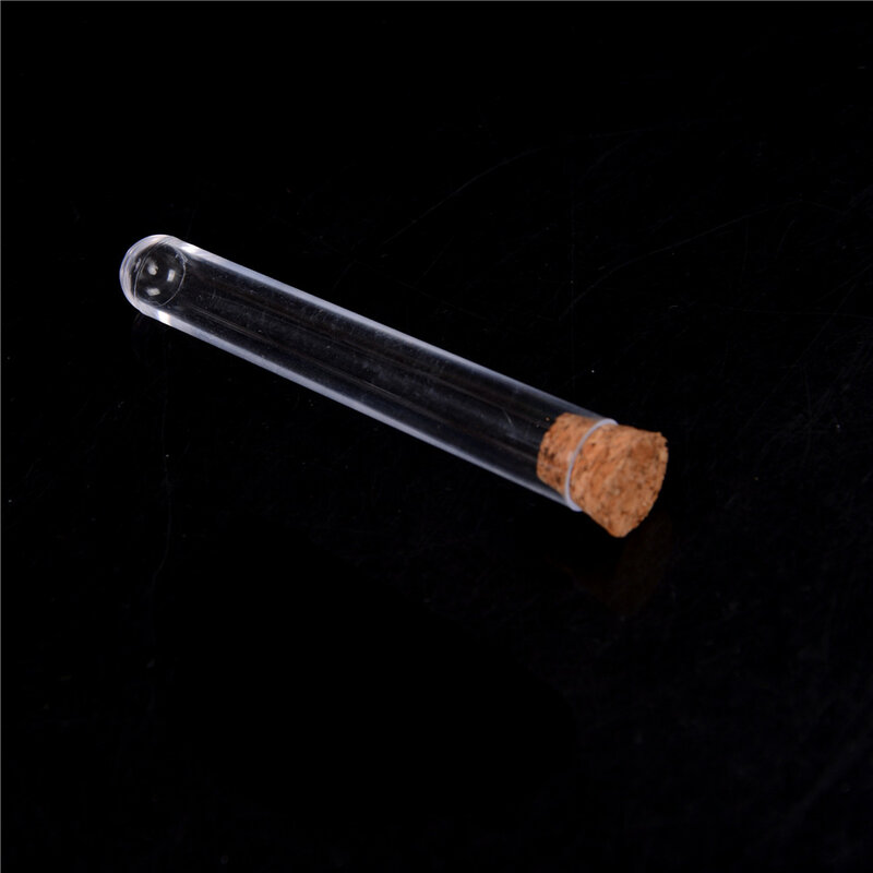 Tubo de ensayo de plástico con Vial de corcho, contenedor de muestra, botella de 12x75mm, 10 unids/lote