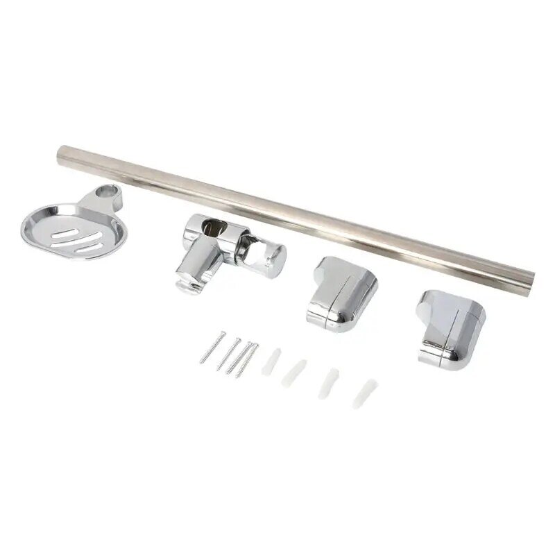 Stainless Steel Shower Head Holding Rod With Soap Box Adjustable Lifting Rods