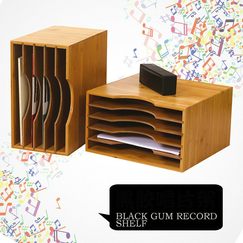 Estante de discos de goma negro, estante de almacenamiento clásico nostálgico LP para discos de vinilo, deflector desmontable y Flexible