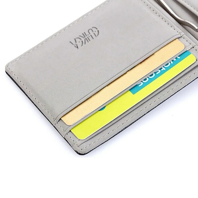Men Slim Bifold Wallet Money Clip Mufti-functional Business PU Leather Cash ID Credit Card Holder