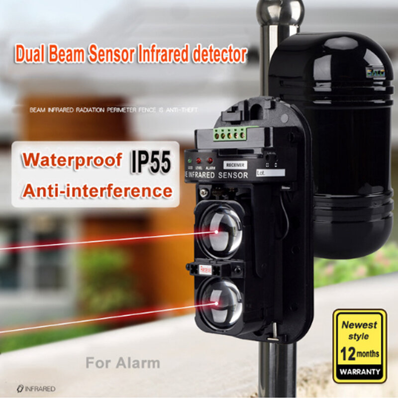 Waterdichte Dual Beam Sensor Actieve Infrarood Intrusion Detector Ir 20M ~ 150M Outdoor Perimeter Muur Barrière Hek Voor gsm Alarm