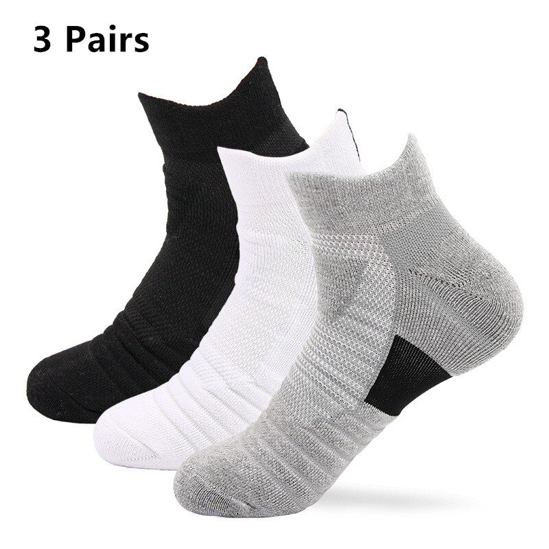 3 пар/лот, носки для баскетбола, мужские длинные утолщенные хлопковые носки с махровой подошвой, спортивные носки для бега, бадминтона, тенниса, средней длины