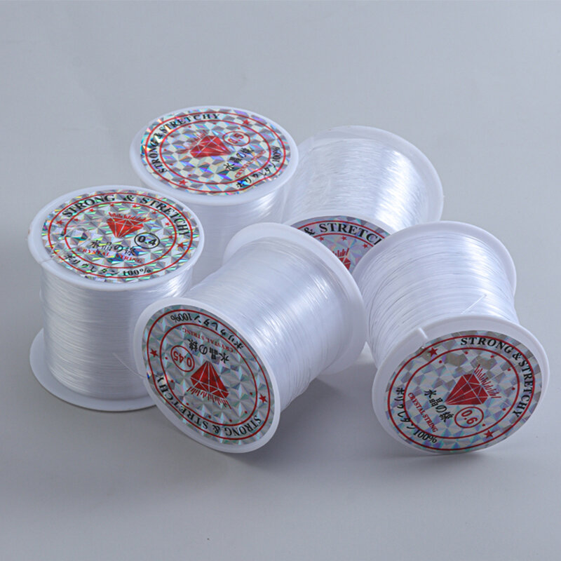 Rouleau de fil de pêche en Nylon transparent Non extensible pour la fabrication de bijoux, cordon pour perles, vente en gros, 1 rouleau