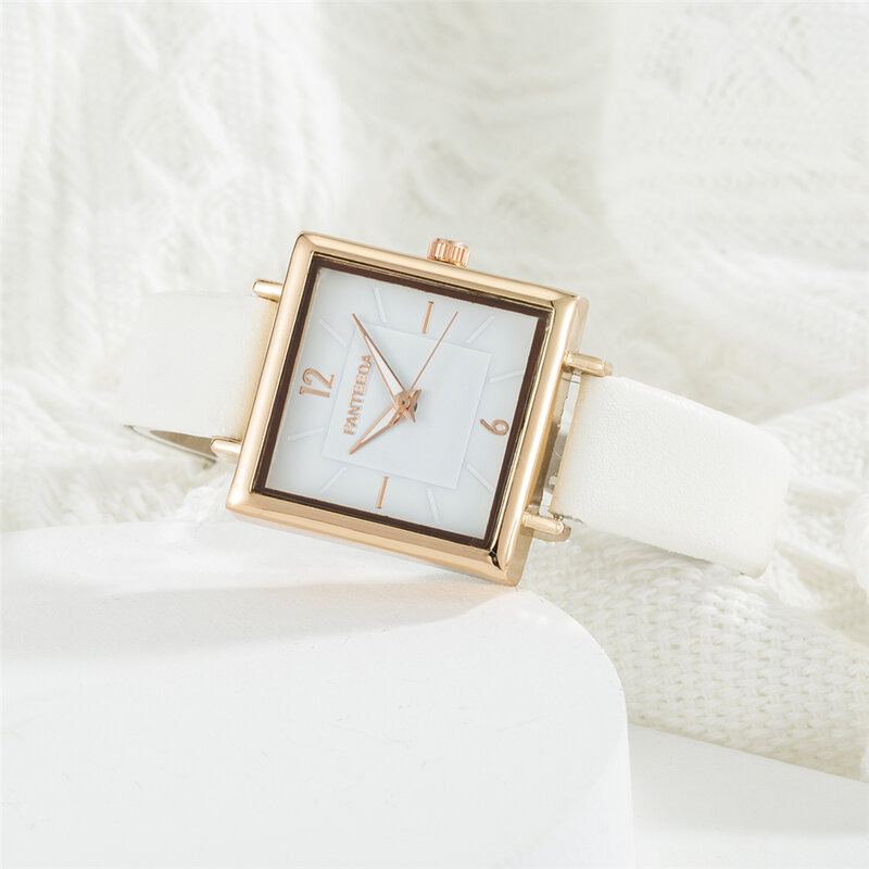 Часы наручные женские кварцевые с квадратным циферблатом, Простые Модные Повседневные винтажные, в стиле ретро, с кожаным ремешком, подарок