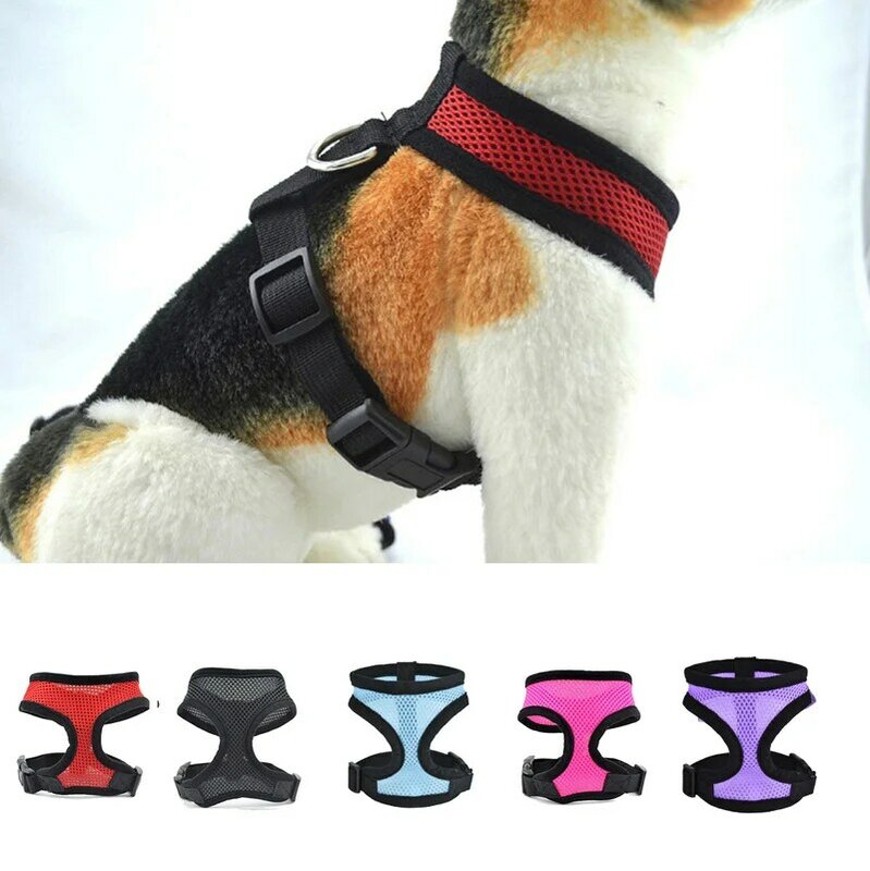 Arnés de malla ajustable para perros pequeños y medianos, accesorio para mascotas, correa de malla, 5 colores