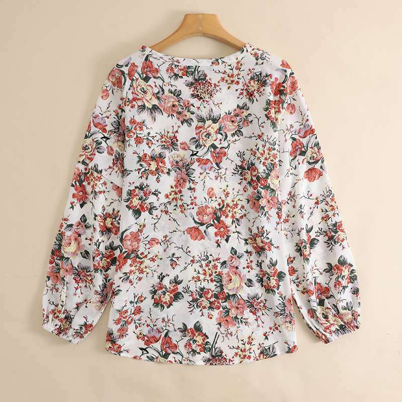ZANZEA-Blusa de Chifón con estampado Floral para otoño, camisa elegante para mujer, con cuello en V, para fiesta y oficina, 2021