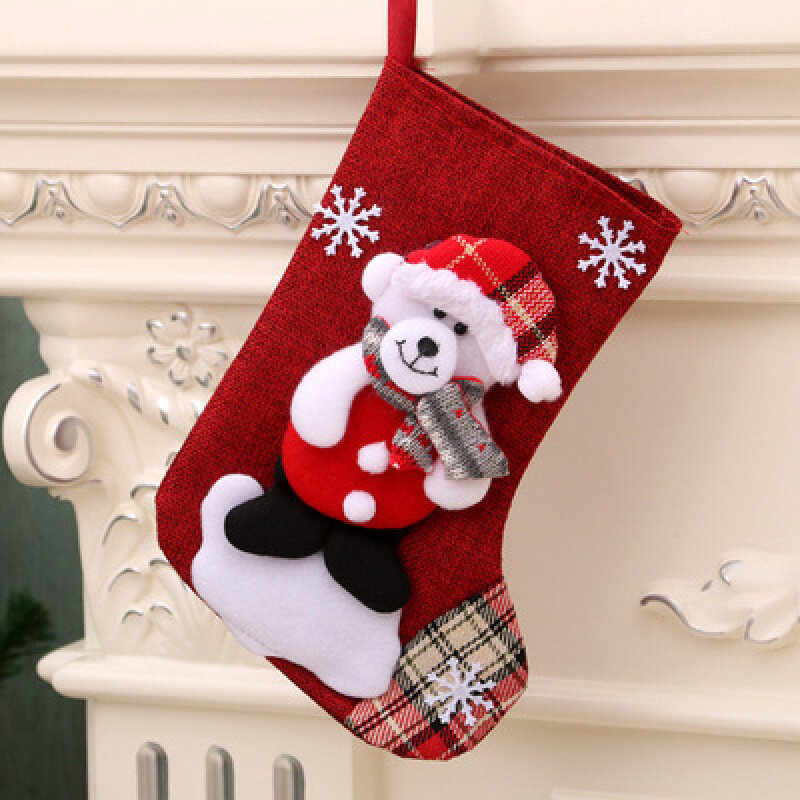 Calcetines de regalo de dulces de Navidad, bolsa de decoración, accesorios de Papá Noel, muñeco de nieve, regalo mediano, decoración de Navidad
