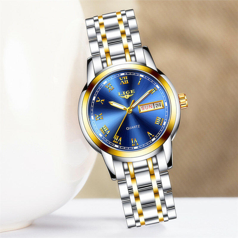 2021 LIGE orologi da donna in oro rosa orologio da polso di lusso delle migliori marche orologio da polso da donna al quarzo impermeabile da donna orologio da donna
