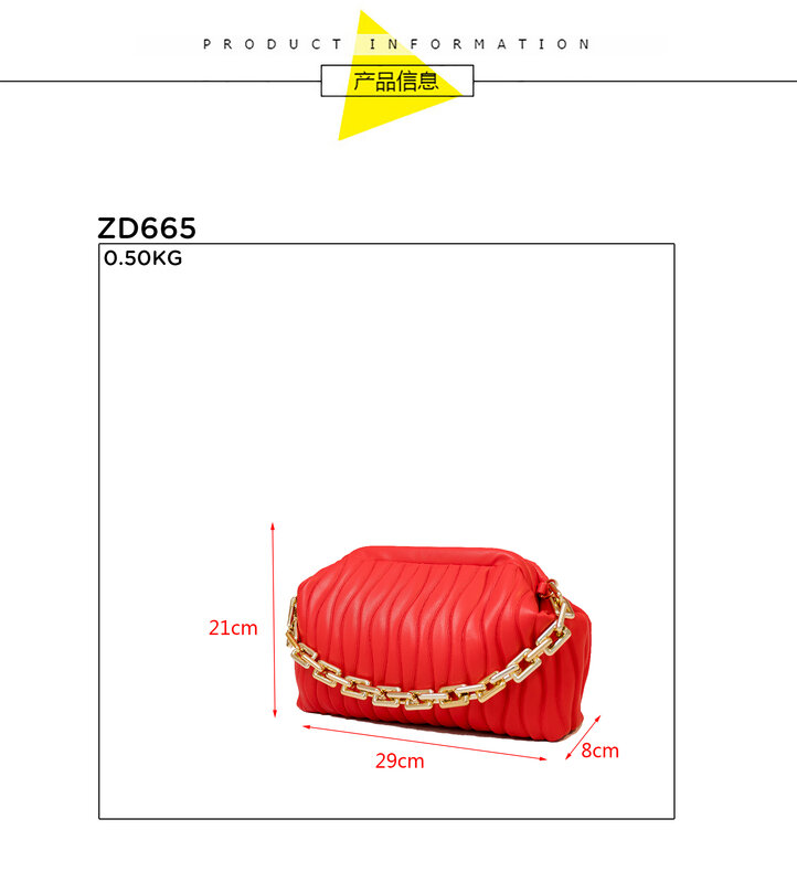 ZD665 este año nuevo de cadena de oro de moda de piel de vaca bolso naranja hombro axilas mensajero bolsa de cubo