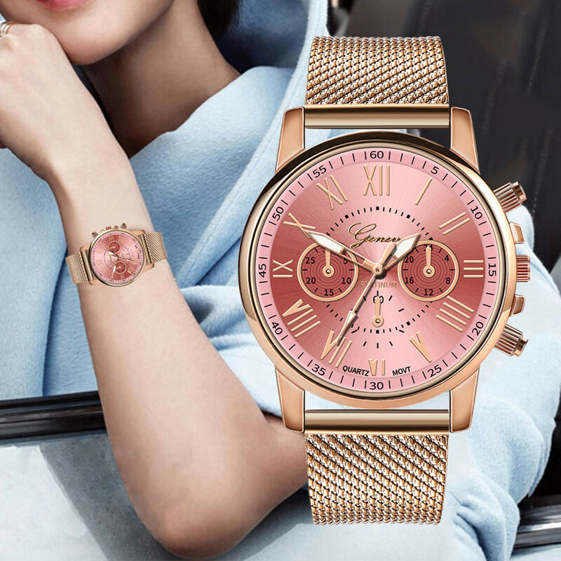 女性のドレス時計高級クォーツ腕時計ステンレススチールバンド腕時計ファッションヴィンテージブレスレット腕時計