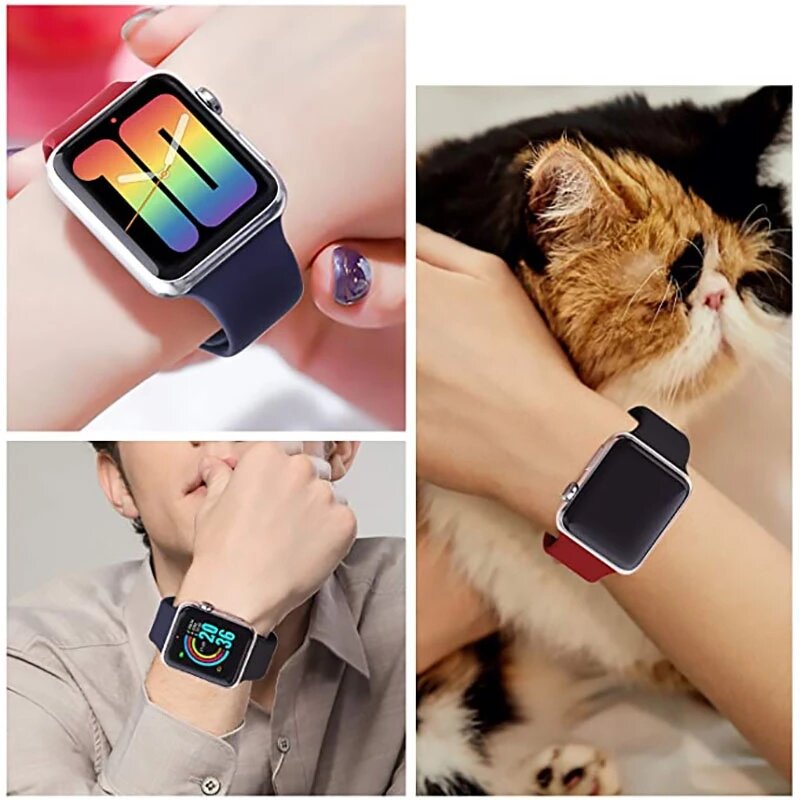 Correa de silicona para Apple Watch, 40mm, 44mm, 38MM, 42MM, correa de goma, accesorios de pulsera, Iwatch 3 4 5 6 se