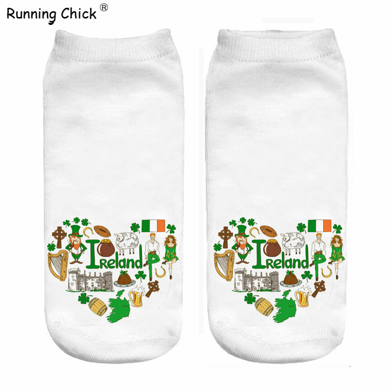 Running Chick Ireland Love Pregnant 3d Print Socks Wholesale, Womens Socks / Girls Wear Your Pearls, Cool Socks Cn(origin)