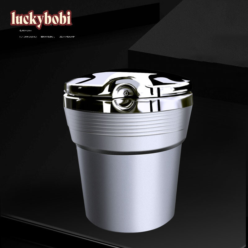 Luckybobiอุปกรณ์เสริมพกพาไฟLEDที่เขี่ยบุหรี่รถUniversalบุหรี่Cylinderผู้ถือรถ2021