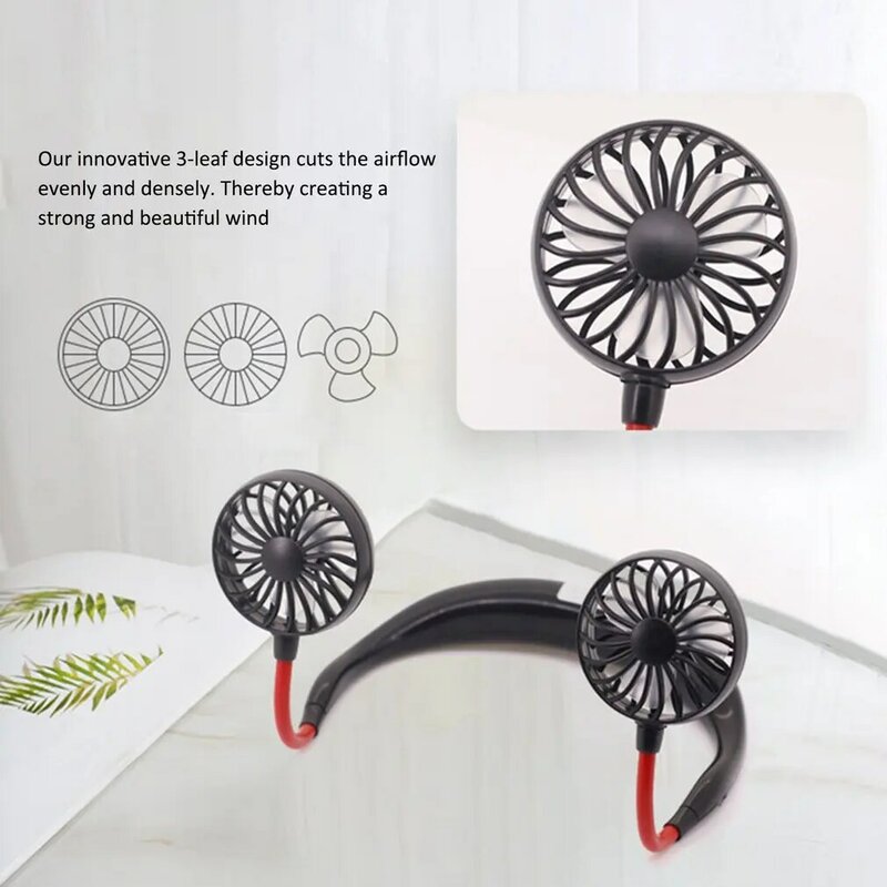 Klimaanlage Kleine Neck Band Tragbare Mini Air Fan Mit Dual Fan USB aufladbare Kühler Fan Faul Fan