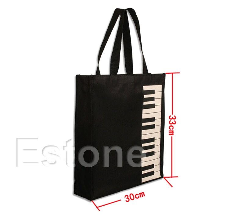 Heiße Mode Schwarz Klavier Tasten Musik Handtasche Tote Tasche Einkaufstasche Handtasche